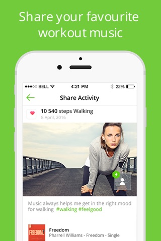 fitNshare — fitnessgram and workout music sharing screenshot 2