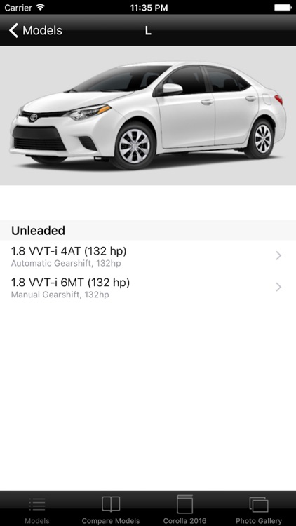 Specs for Toyota Corolla 2016 edition - US version