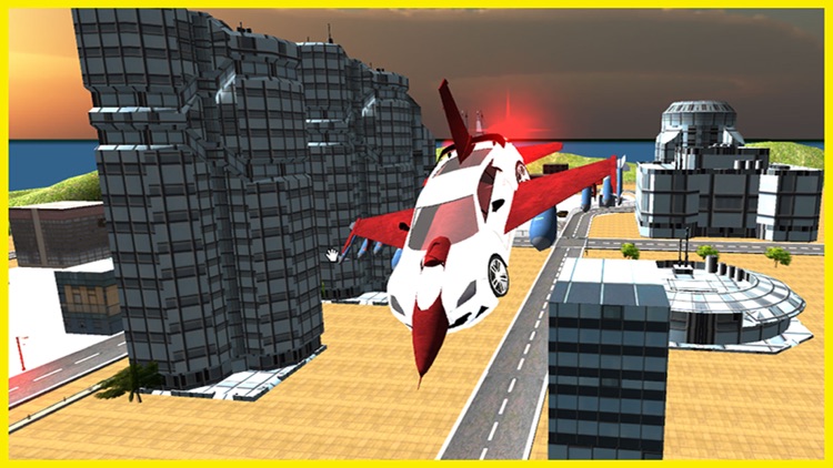 Futuristic F16 Flying Car Free Simulator – Jet fighter Car Air Stunts screenshot-3