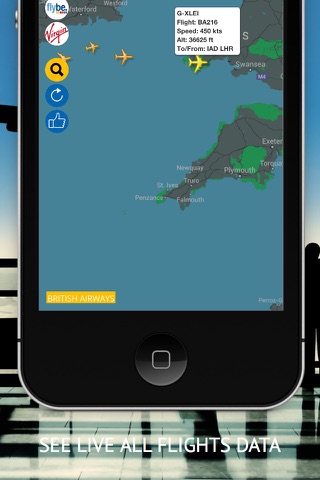 Air UK : Live flight tracker for Flybe, British Airways, Virgin Atlantic, BMI Regional and DHL Air screenshot 2