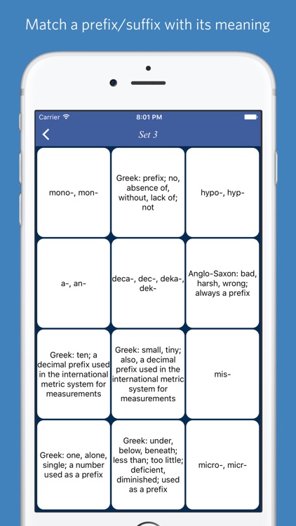 English Prefixes and Suffixes - quiz, flashcard screenshot-3