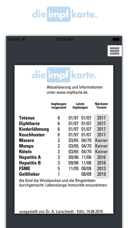 Impfkarte