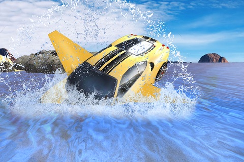 Futuristic Flying Car Drive 3D - Extreme Car Driving Simulator with Muscle Car & Airplane Flight Pilot FREE screenshot 2
