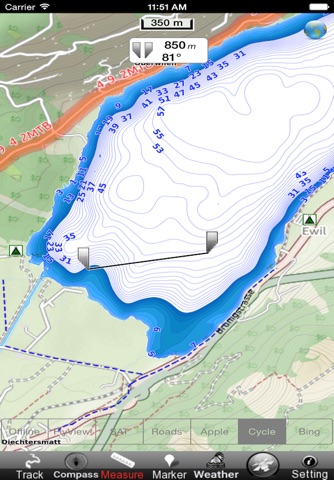Lungerersee und Sarnersee GPS Navi Karte für bootfahren angeln und segeln screenshot 2