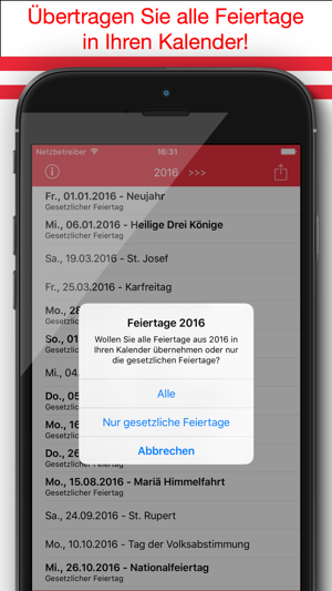 Feiertage Österreich Kalender & Kalenderwoche 2017(圖2)-速報App