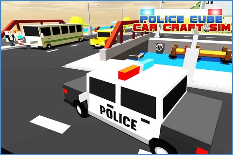 Police Cube Car Craft Sim 3D - Blocky Racing Roads Fever screenshot 3