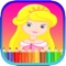 Kids Coloring Book there are 12 cute princess cartoon