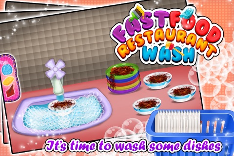 Fast Food Restaurant Wash - Clean up the messy kitchen & dishes in this kid’s game screenshot 3