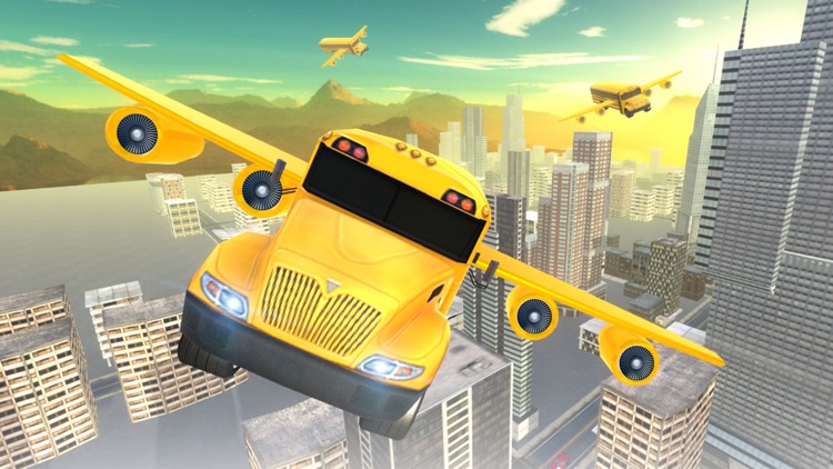 Flying School bus simulator 3D free - school kids