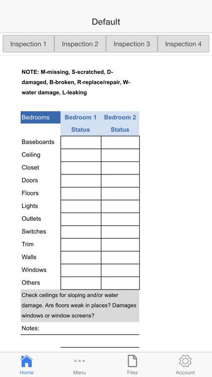 House Inspection Log