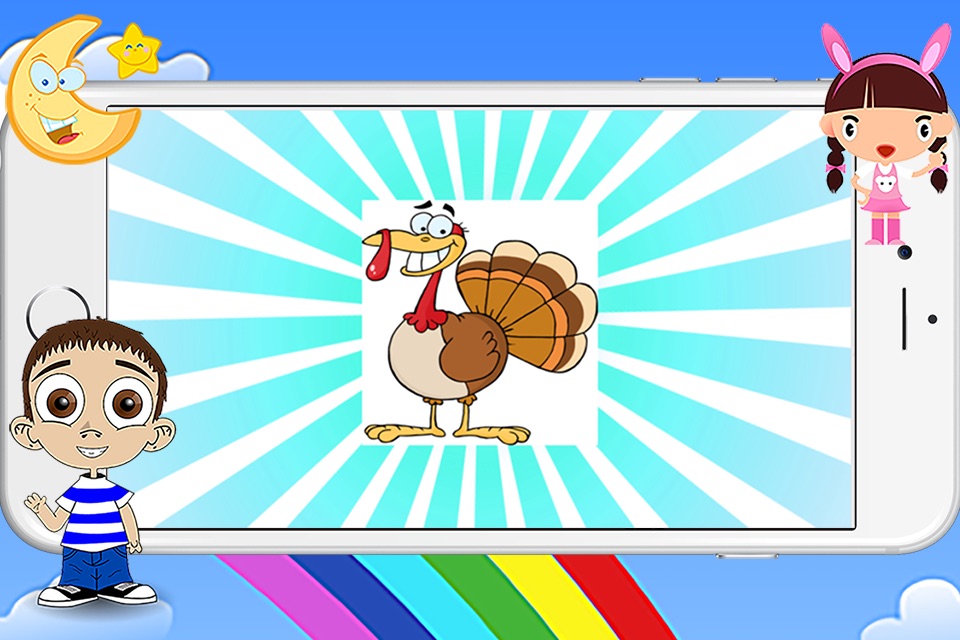Happy Thanksgiving Greeting Coloring Book - Learn to Painting Cartoon Character For Kids screenshot 3