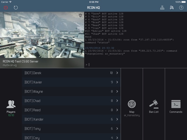 RCON HQ for iPad - Game Server Admin