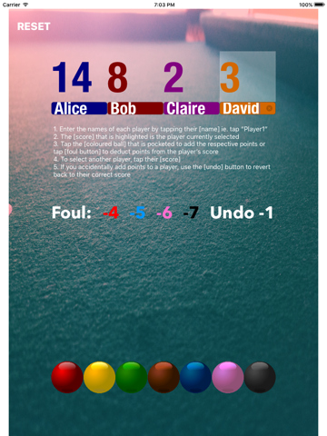 Snooker Scoreboard ≤ 4 players - náhled