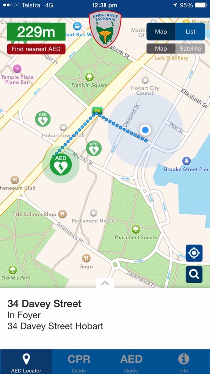 Ambulance Tasmania AED Locator