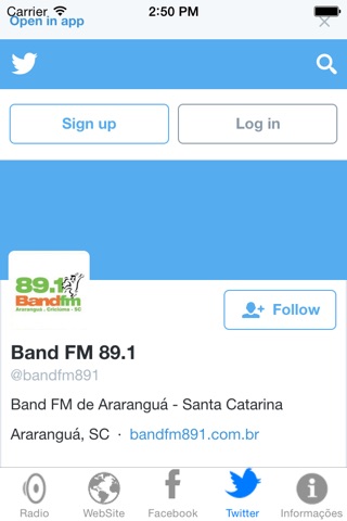 Band FM Criciúma 89,1 MHz screenshot 4