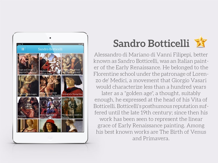 Painting Gallery HD for iPad - Leonardo da Vinci , Edgar Degas , Hieronymus Bosch , Sandro Botticelli screenshot-3