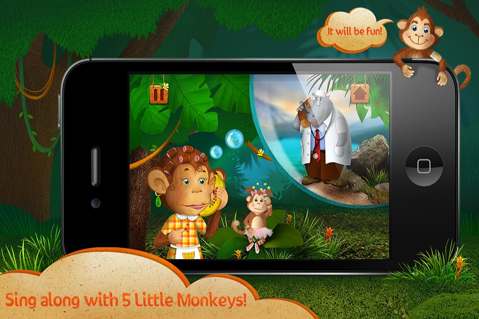 Kids Apps ∙ 5 Little Monkeys jumping on the bed. Interactive Nursery Rhymes. screenshot 3