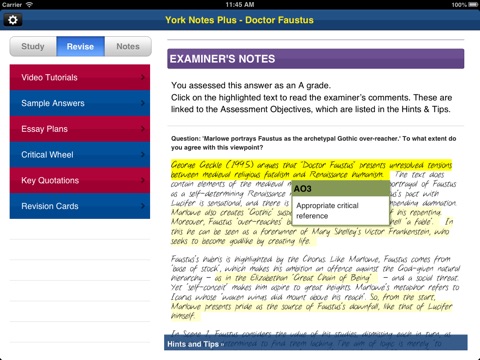 Doctor Faustus York Notes AS and A2 for iPad screenshot 4