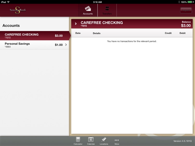 Synergy Bank for iPad