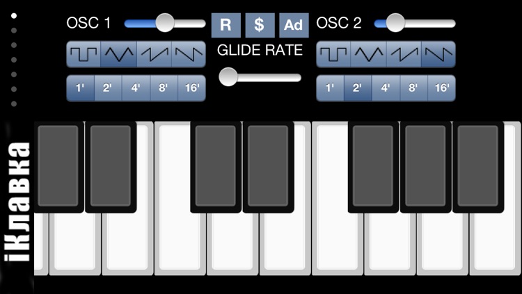 !iM: iKlavka, classic monophonic (two voice) sound synthesizer with full screen piano keyboard. Free version.