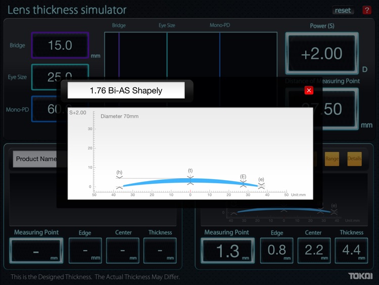 Lens Thickness Simulator SVTHK by TOKAI OPTICAL CO.,LTD.