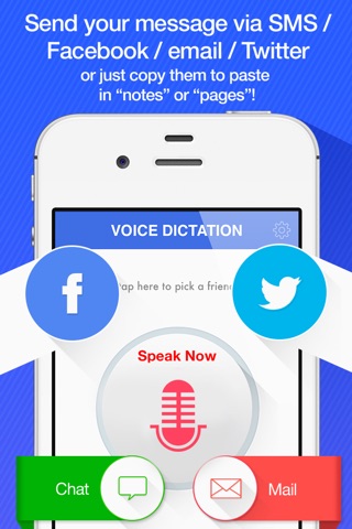 Voice Dictation Free  - dictate and send SMS for Facebook,Twitter and email messages screenshot 4