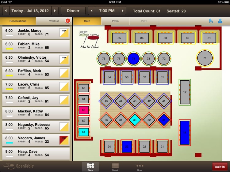 OpenTable Manager for iPad