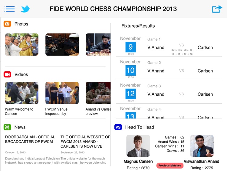 FIDE World Chess Championship 2013 - Official App for iPad