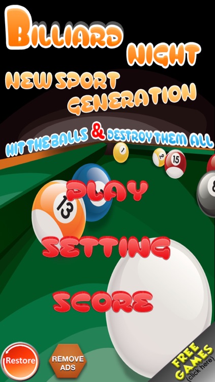 Billiard night new sport generation - hit the balls & destroy them all - Free