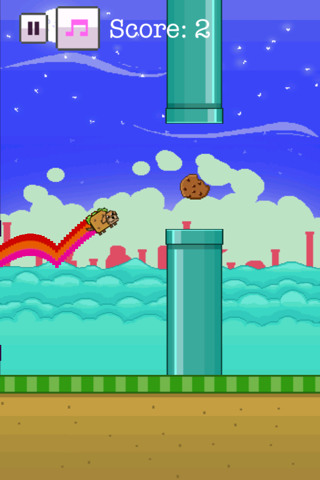 Flying Rainbow Dog & Bird - Fun Free Easy Physics Tap Jump 8-Bit Pixel Adventure For Kids screenshot 2