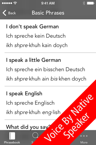 SpeakEasy German Phrasebook screenshot 2