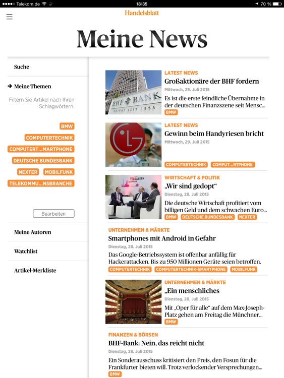 Handelsblatt Live für das iPad