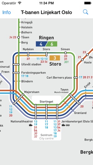 T-banen Linjekart Oslo