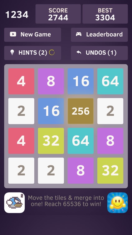 1234 - Number tiles merge puzzle game free