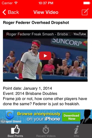 Roger Federer's Best Points And Shots screenshot 2