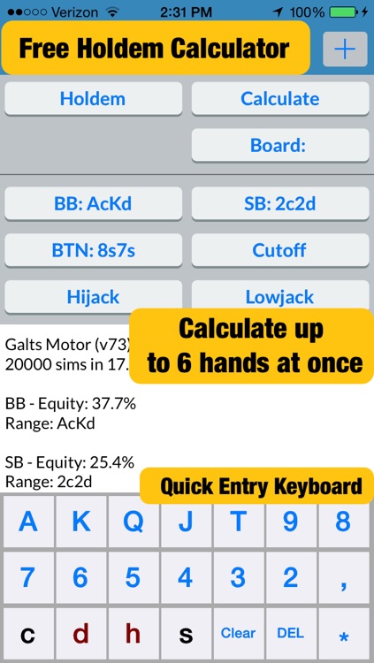Galts Motor: Poker Calculator for Holdem, Omaha, Deuce to Seven, Badugi & Ace to Five Games screenshot-0