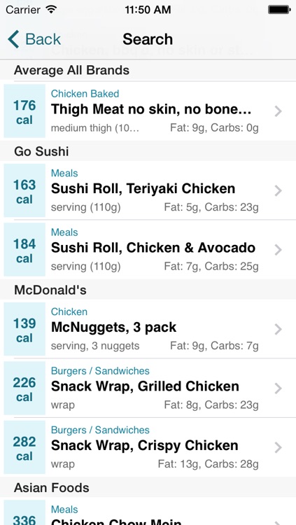 CalorieKing Food Search