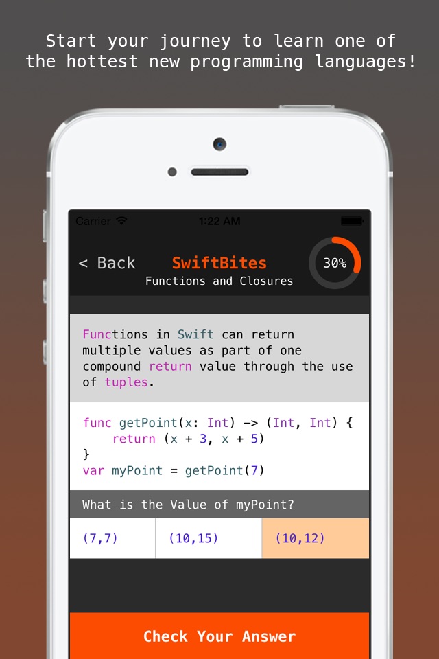 SwiftBites - Learn How to Code in Swift with Interactive Mini Lessons screenshot 2
