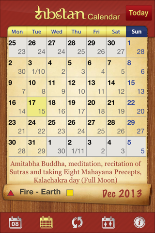 Tibetan Calendar screenshot 2