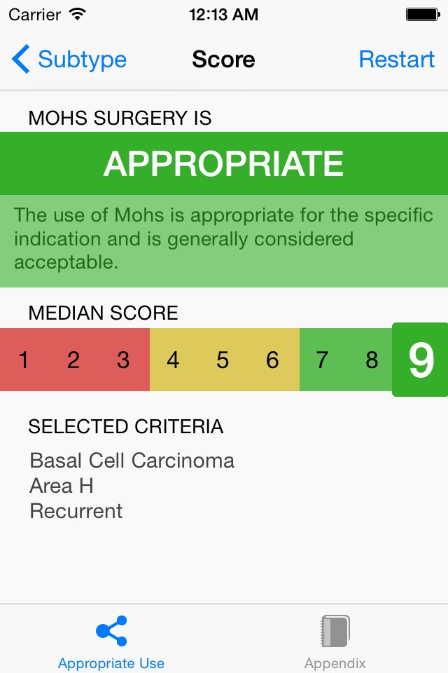 Mohs Surgery Appropriate Use Criteria screenshot 3