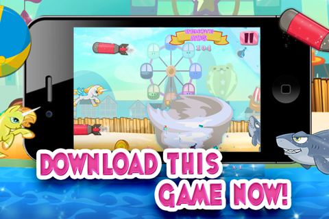 Little Magic Unicorn Dash: My Pretty Pony Princess vs Shark Tornado Attack Game - FREE for all! screenshot 2