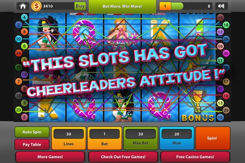 "Cheer Girls Slots of Fun:  Supreme Ultra Bonanza 5 reel Slot Machine with Incredible Layout Wins" screenshot 3