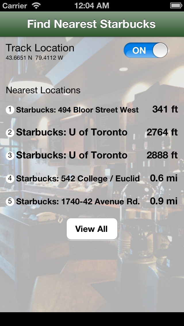 Find Nearest Starbucks AppRecs