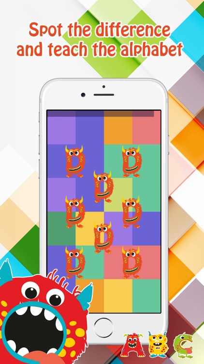 Monster Alphabet - spot the difference kids game where you have to find one monster and teach alphabet