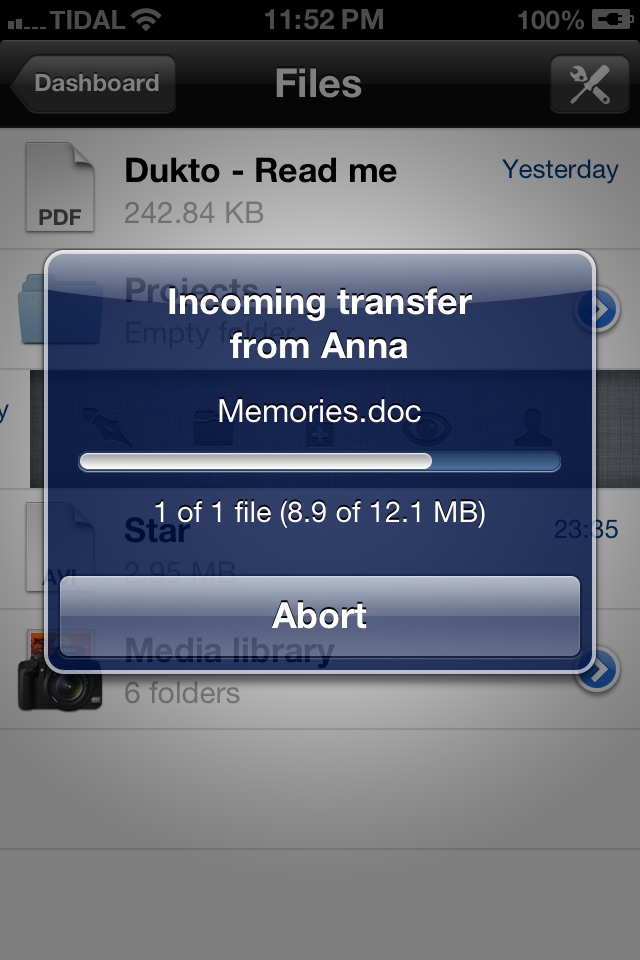 Dukto screenshot 2