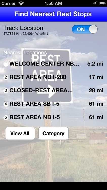 Find Nearest Rest Stops