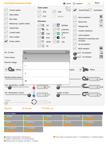 chainflex® product finder screenshot 2