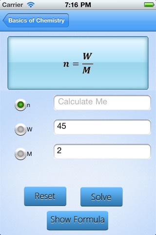Chemistry Formula Calculator screenshot 2