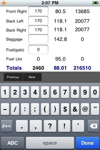 PA-28-236 Dakota Weight and Balance Calculator screenshot 2