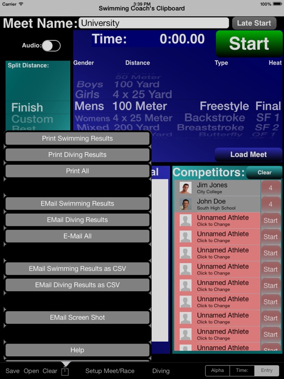 Swimming Coachs Clipboard iPad